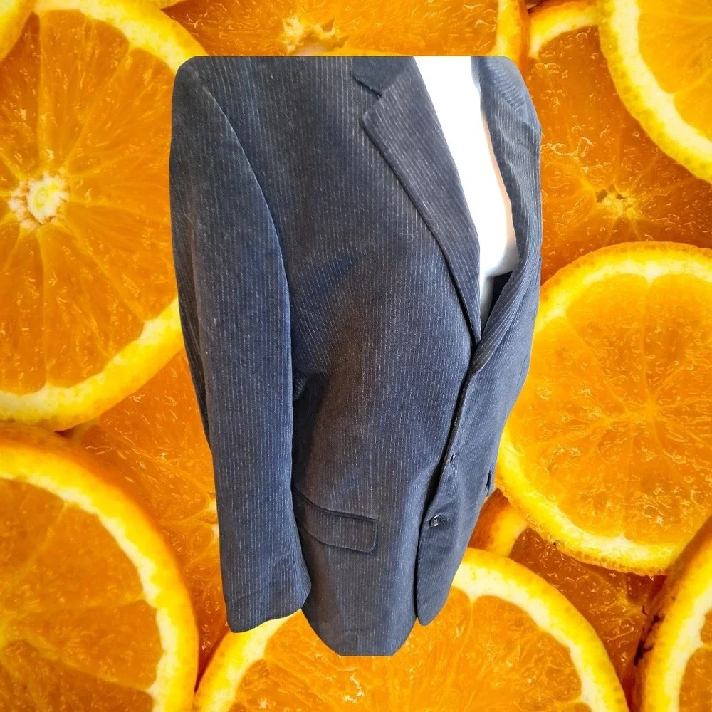 Calvin‎ Klein Men's 42L Gray Pinstripe Corduroy Sport Coat Blazer Jacket